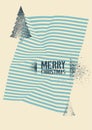 Minimalism geometric vintage grunge stencil splash style Christmas greeting card design. Retro vector illustration. Royalty Free Stock Photo